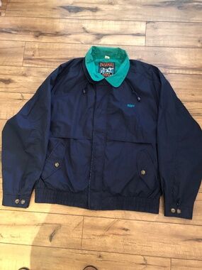 Turning Point Mens Jacket size XL Lined Navy Blue & Turquoise